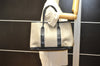 Authentic HERMES Garden Party MM Shoulder Tote Bag PVC Leather Gray 6115K