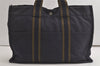 Authentic HERMES Vintage Fourre Tout MM Tote Hand Bag Canvas Navy 6117K