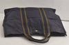 Authentic HERMES Vintage Fourre Tout MM Tote Hand Bag Canvas Navy 6117K