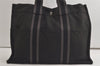 Authentic HERMES Vintage Fourre Tout MM Tote Hand Bag Canvas Black 6118K