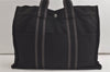 Authentic HERMES Vintage Fourre Tout MM Tote Hand Bag Canvas Black 6118K