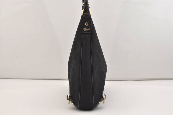 Authentic GUCCI Abbey Shoulder Hand Bag GG Canvas Leather 130737 Black 6120J