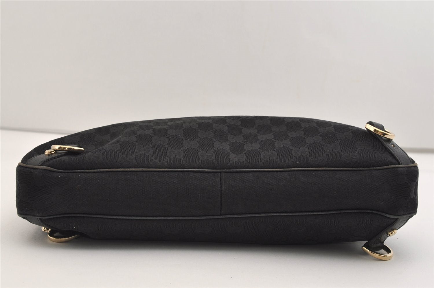 Authentic GUCCI Abbey Shoulder Hand Bag GG Canvas Leather 130737 Black 6120J