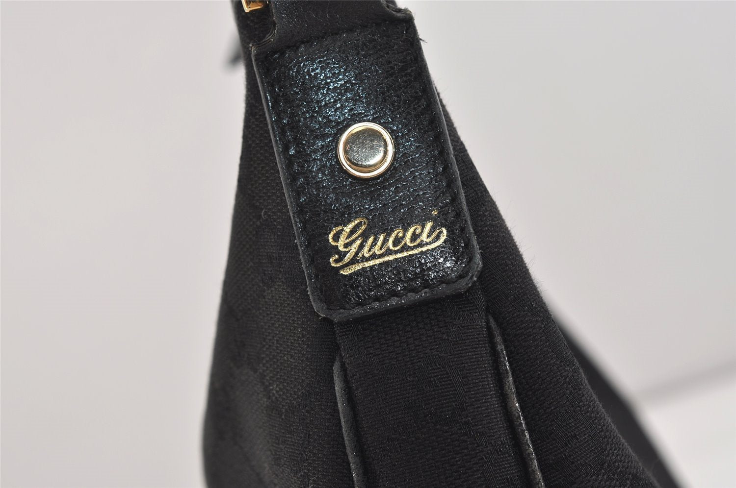 Authentic GUCCI Abbey Shoulder Hand Bag GG Canvas Leather 130737 Black 6120J