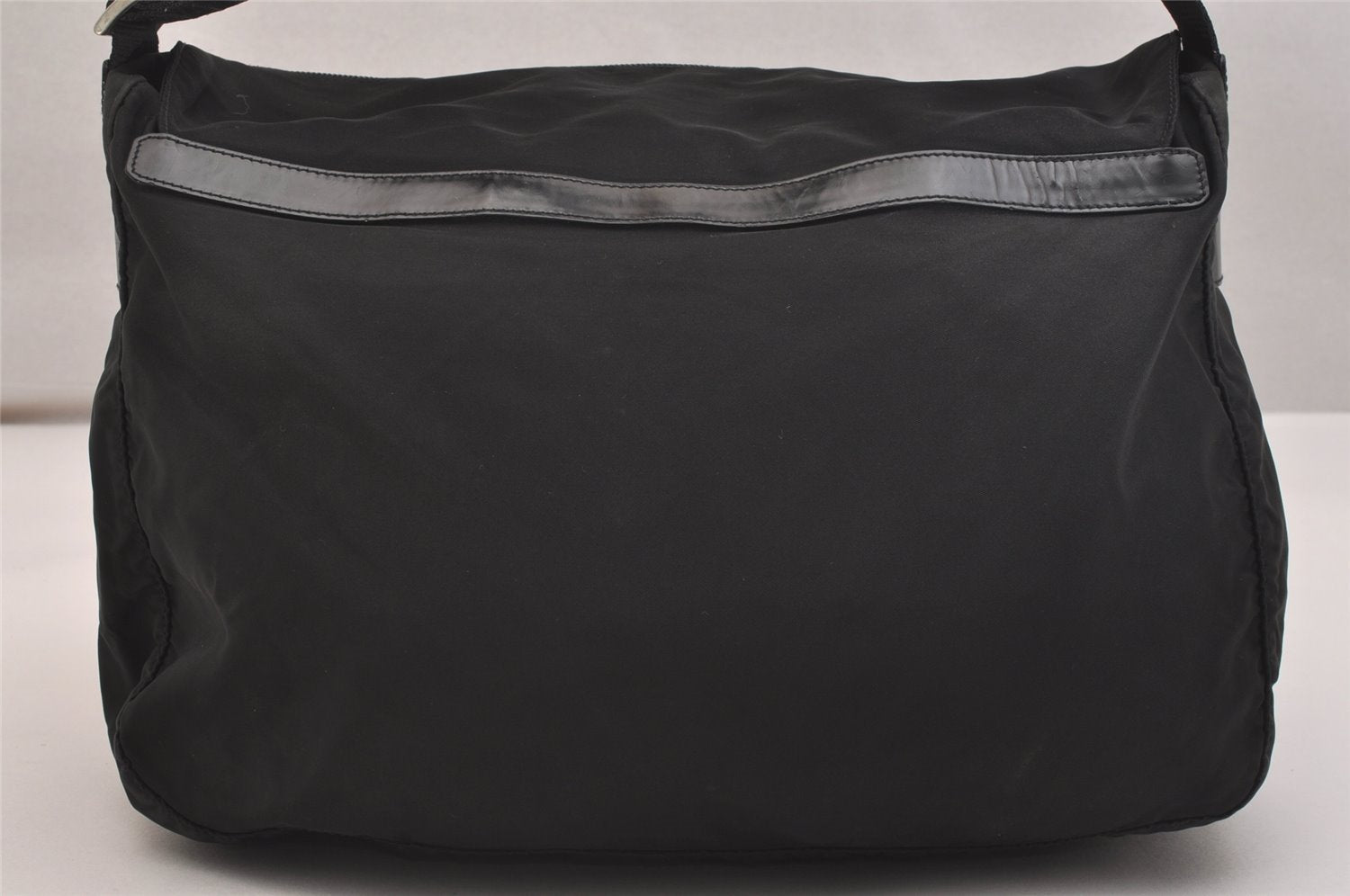 Authentic PRADA Vela Nylon Tessuto Leather Shoulder Cross Bag B1738 Black 6121J