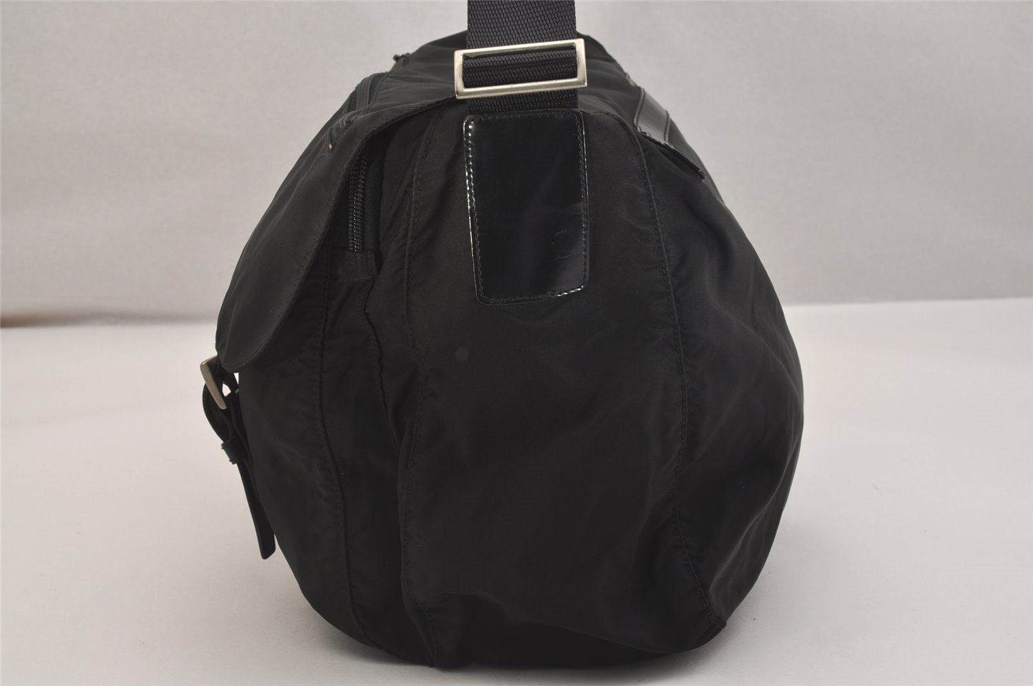 Authentic PRADA Vela Nylon Tessuto Leather Shoulder Cross Bag B1738 Black 6121J