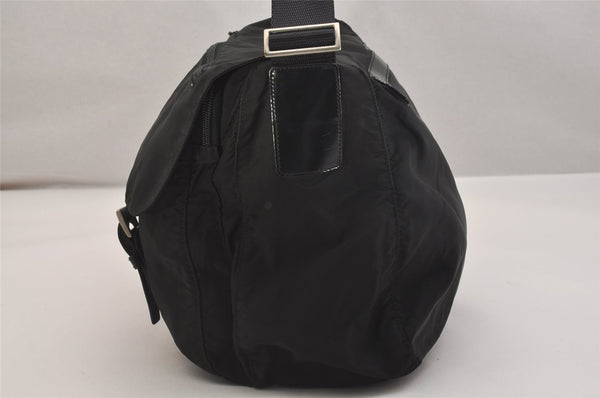 Authentic PRADA Vela Nylon Tessuto Leather Shoulder Cross Bag B1738 Black 6121J