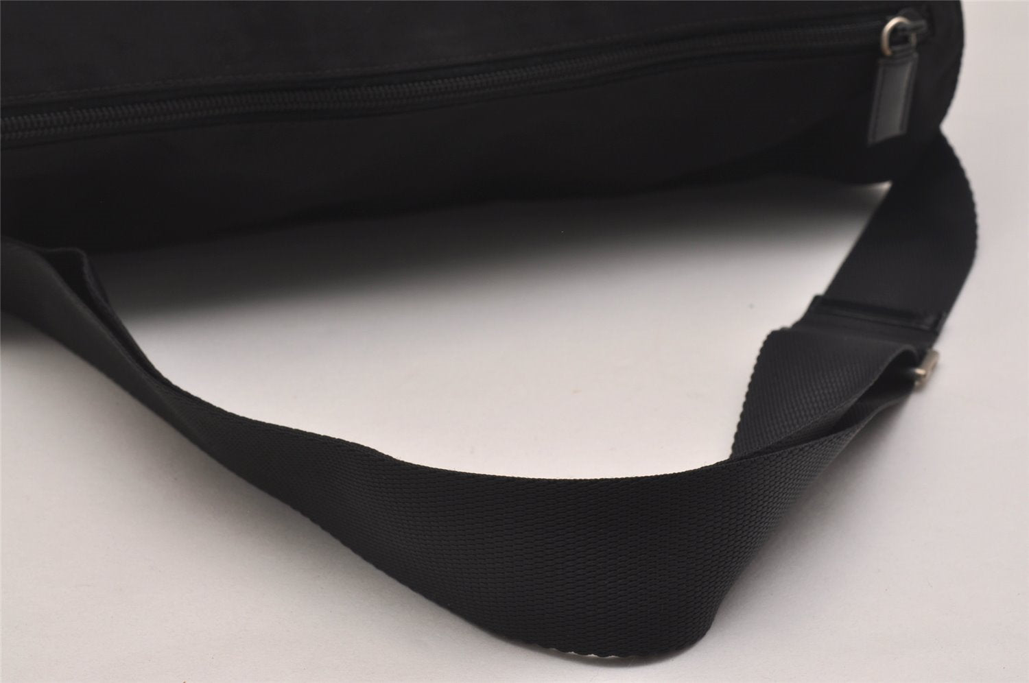 Authentic PRADA Vela Nylon Tessuto Leather Shoulder Cross Bag B1738 Black 6121J