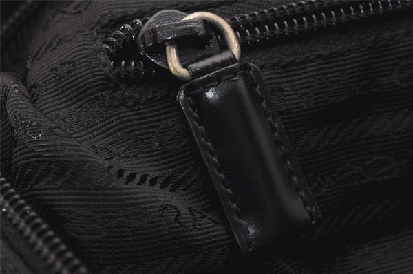 Authentic PRADA Vela Nylon Tessuto Leather Shoulder Cross Bag B1738 Black 6121J