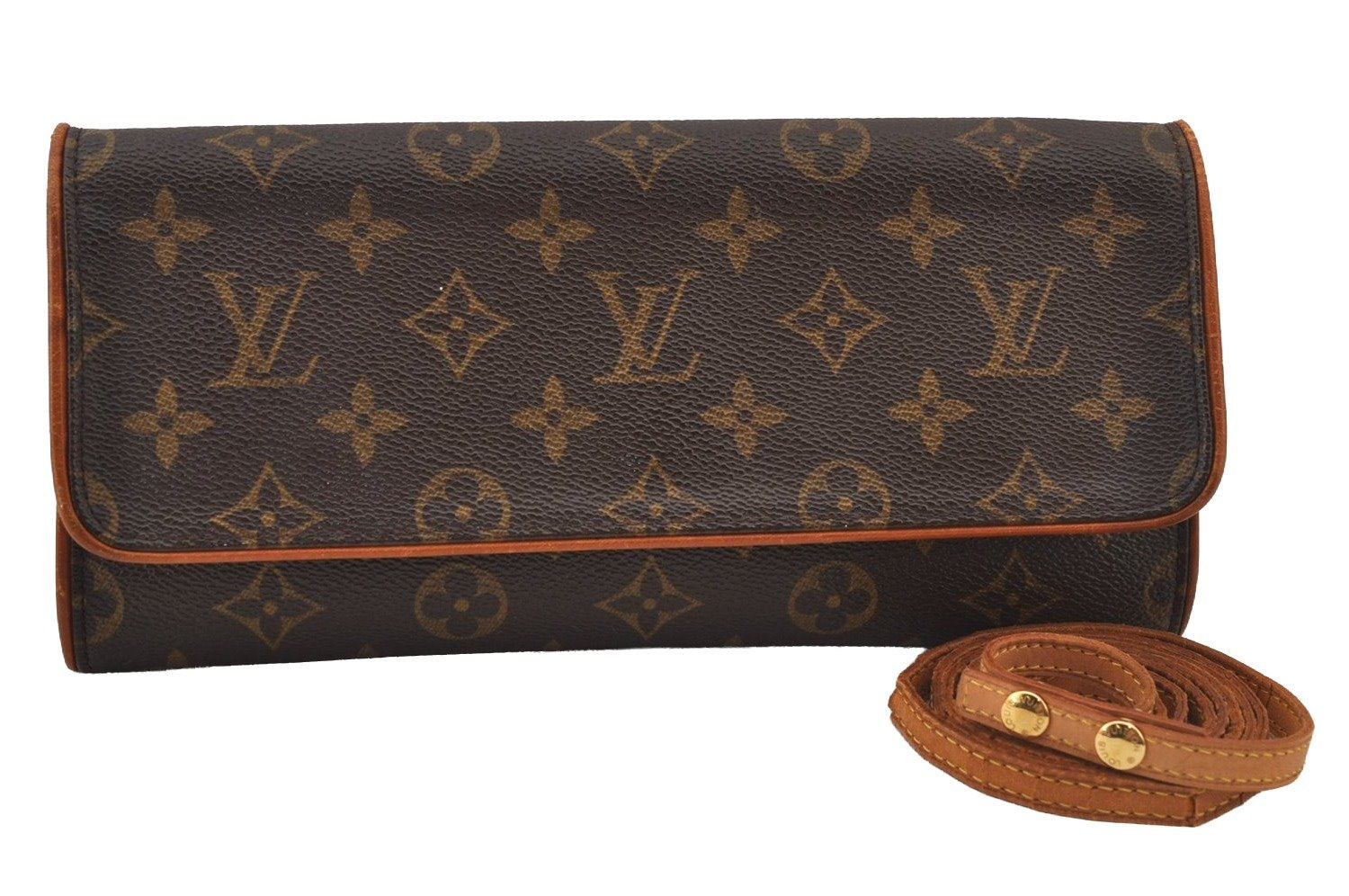 Authentic Louis Vuitton Monogram Pochette Twin GM Shoulder Bag M51852 LV 6122J