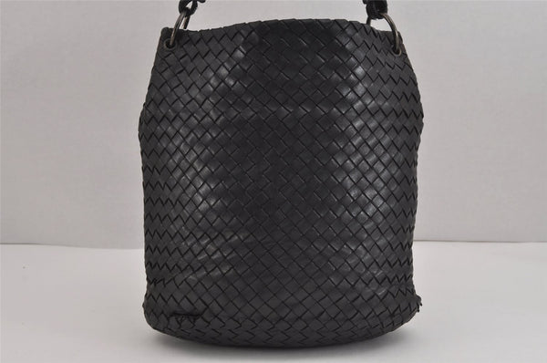 Authentic BOTTEGA VENETA Intrecciato Leather Shoulder Hand Bag Purse Black 6125J