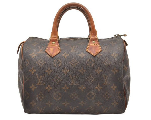 Authentic Louis Vuitton Monogram Speedy 25 Boston Hand Bag M41528 LV 6125K