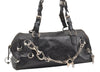 Authentic Christian Dior Vintage Hand Boston Bag Purse Leather Black CD 6128K