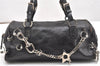 Authentic Christian Dior Vintage Hand Boston Bag Purse Leather Black CD 6128K