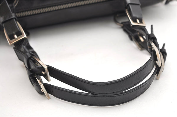 Authentic Christian Dior Vintage Hand Boston Bag Purse Leather Black CD 6128K