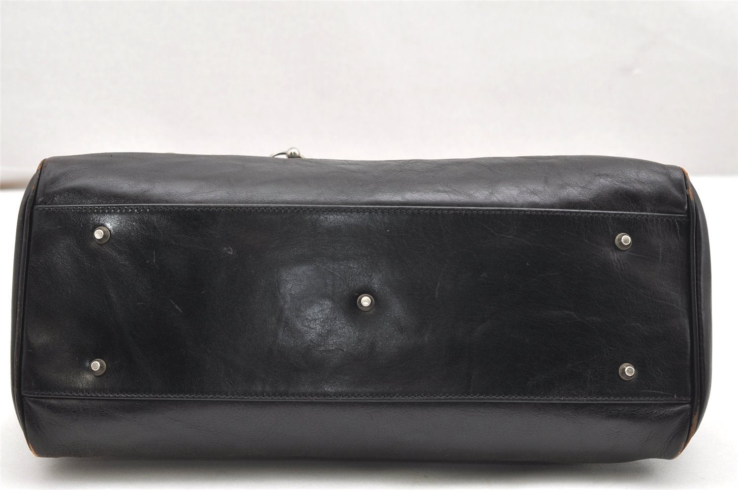 Authentic Christian Dior Vintage Hand Boston Bag Purse Leather Black CD 6128K