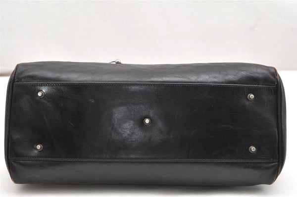 Authentic Christian Dior Vintage Hand Boston Bag Purse Leather Black CD 6128K