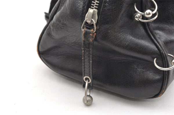 Authentic Christian Dior Vintage Hand Boston Bag Purse Leather Black CD 6128K