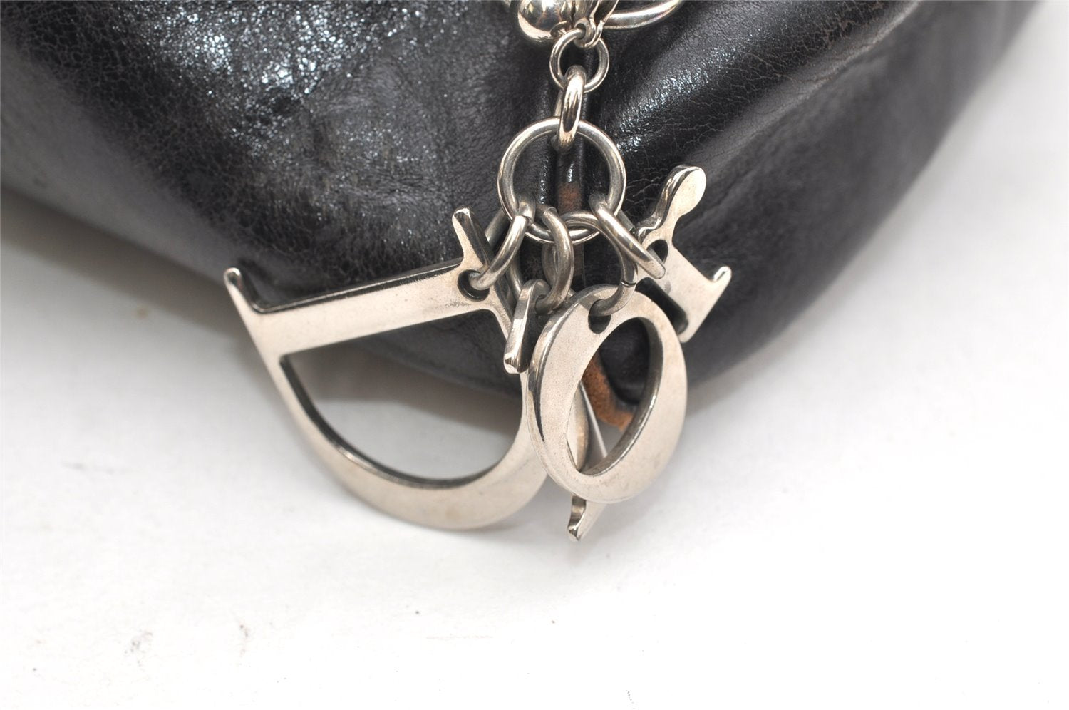 Authentic Christian Dior Vintage Hand Boston Bag Purse Leather Black CD 6128K