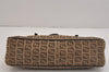 Authentic FENDI Vintage Zucchino Hand Bag Purse Canvas Leather Brown 6131J