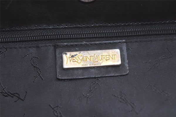 Authentic YVES SAINT LAURENT Vintage Shoulder Tote Bag Purse Leather Black 6132K