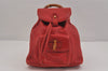 Authentic GUCCI Vintage Bamboo Backpack Purse Leather Red 6136J