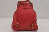 Authentic GUCCI Vintage Bamboo Backpack Purse Leather Red 6136J