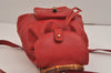 Authentic GUCCI Vintage Bamboo Backpack Purse Leather Red 6136J