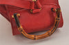 Authentic GUCCI Vintage Bamboo Backpack Purse Leather Red 6136J