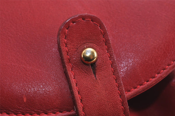 Authentic GUCCI Vintage Bamboo Backpack Purse Leather Red 6136J