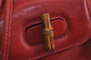 Authentic GUCCI Vintage Bamboo Backpack Purse Leather Red 6136J