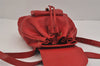 Authentic GUCCI Vintage Bamboo Backpack Purse Leather Red 6136J