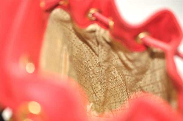 Authentic GUCCI Vintage Bamboo Backpack Purse Leather Red 6136J