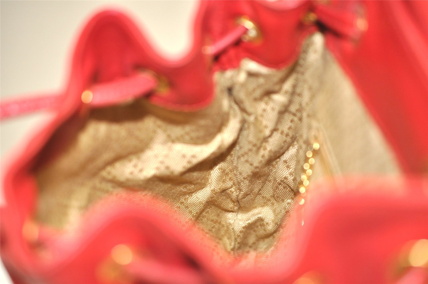 Authentic GUCCI Vintage Bamboo Backpack Purse Leather Red 6136J