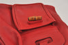 Authentic GUCCI Vintage Bamboo Backpack Purse Leather Red 6136J