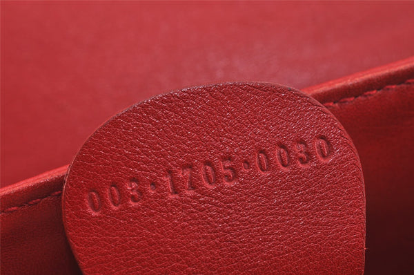 Authentic GUCCI Vintage Bamboo Backpack Purse Leather Red 6136J