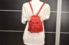 Authentic GUCCI Vintage Bamboo Backpack Purse Leather Red 6136J