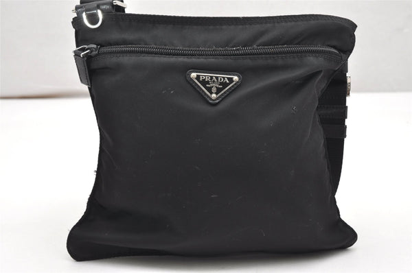 Authentic PRADA Nylon Tessuto Saffiano Leather Shoulder Cross Bag Black 6136K