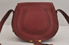 Authentic Chloe Mercie Leather Shoulder Cross Body Bag Bordeaux 6140J