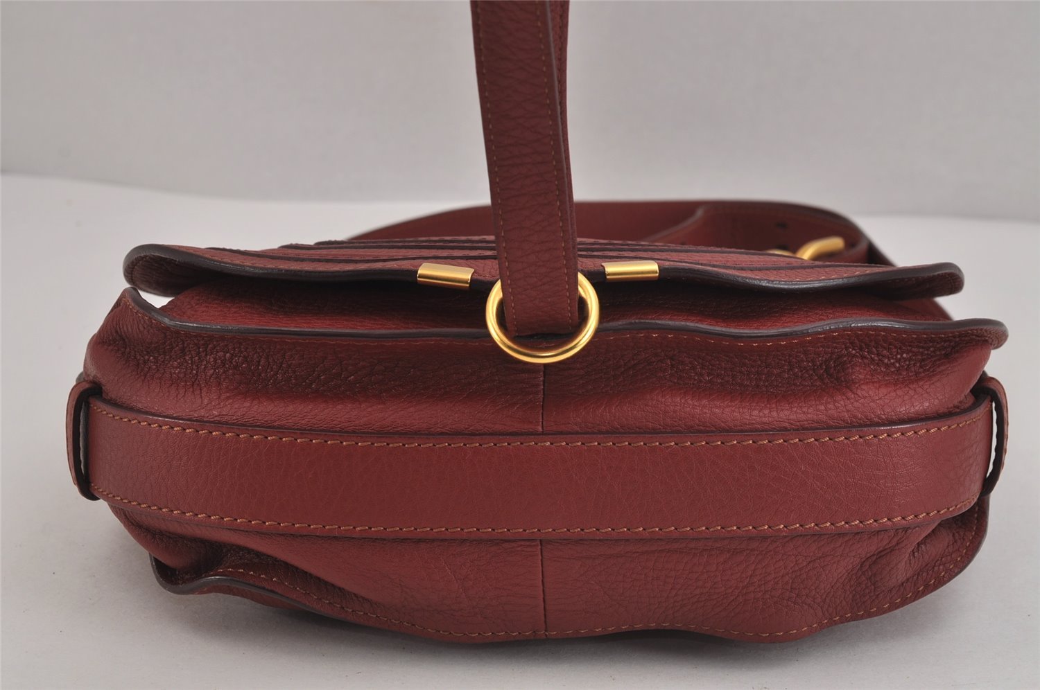 Authentic Chloe Mercie Leather Shoulder Cross Body Bag Bordeaux 6140J