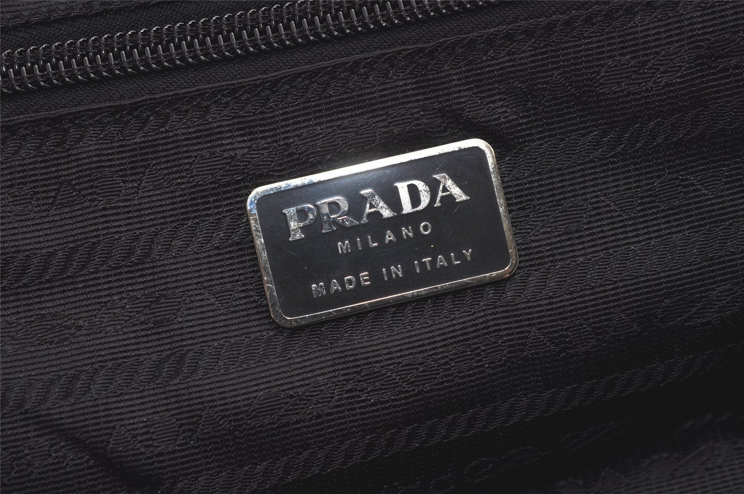 Authentic PRADA Nylon Tessuto + Saffi Hand Boston Bag Purse V129 Black 6140K