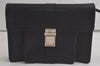 Authentic GUCCI Vintage Clutch Hand Bag Purse Leather Black 6141K