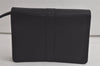 Authentic GUCCI Vintage Clutch Hand Bag Purse Leather Black 6141K