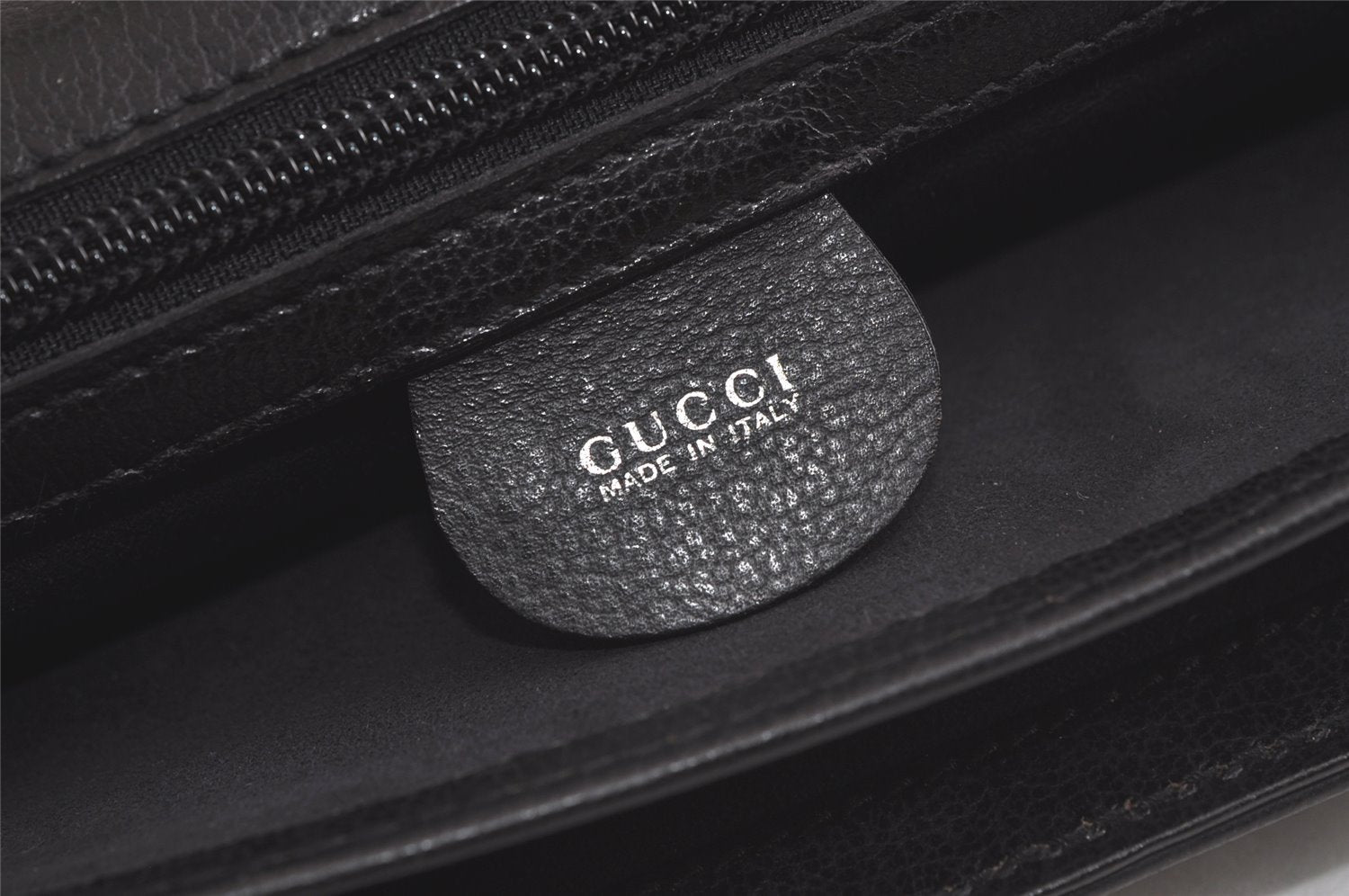 Authentic GUCCI Vintage Clutch Hand Bag Purse Leather Black 6141K