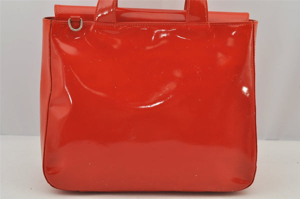 Authentic GUCCI 2Way Shoulder Hand Bag Purse Enamel Orange Junk 6142J