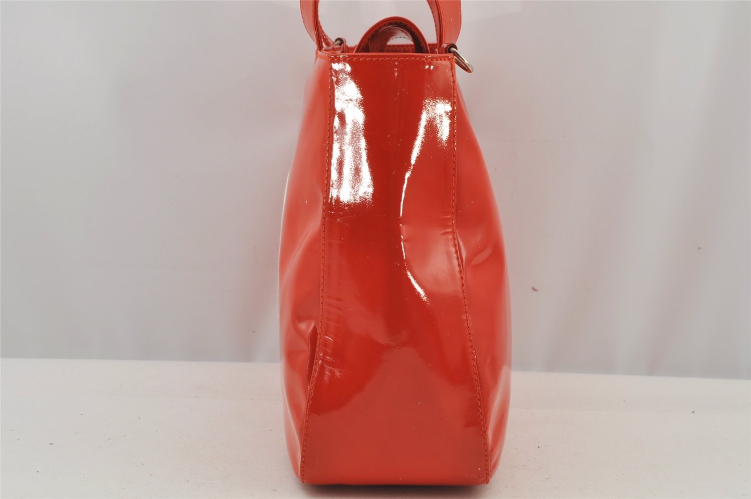 Authentic GUCCI 2Way Shoulder Hand Bag Purse Enamel Orange Junk 6142J