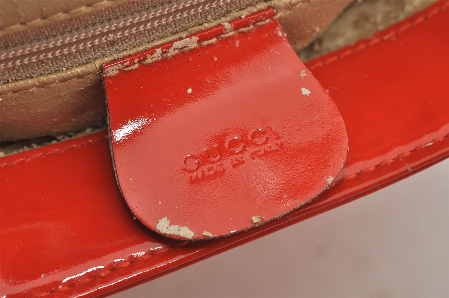 Authentic GUCCI 2Way Shoulder Hand Bag Purse Enamel Orange Junk 6142J