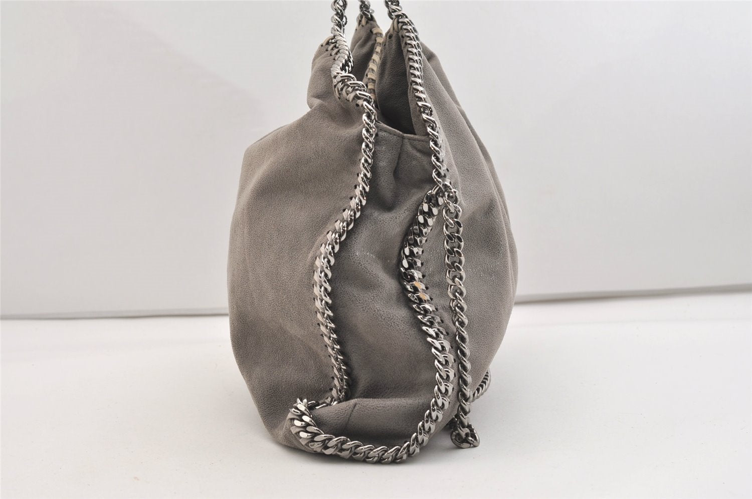 Authentic Stella McCartney Falabella Shoulder Hand Bag Leather Gray 6145J