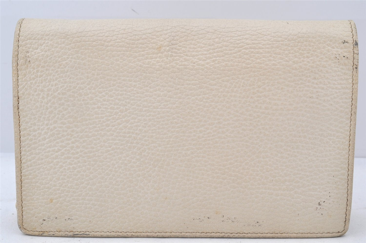 Auth GUCCI GG Marmont Double G Shoulder Long Wallet Leather 456126 White 6146K