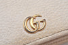 Auth GUCCI GG Marmont Double G Shoulder Long Wallet Leather 456126 White 6146K